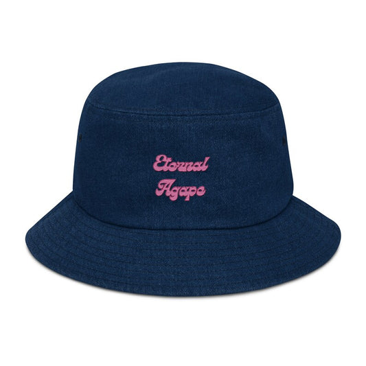 Eternal Agape Prink Logo Denim Bucket Hat